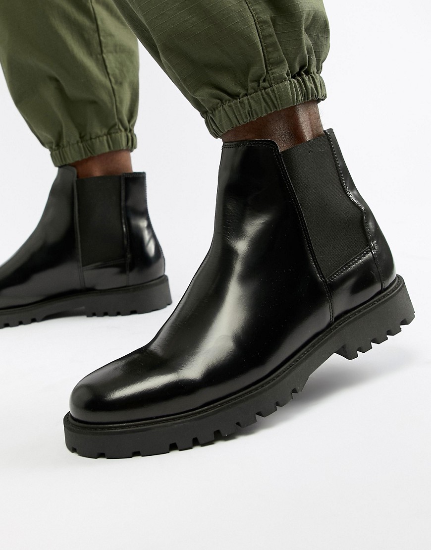 Zign chelsea boots in black high shine