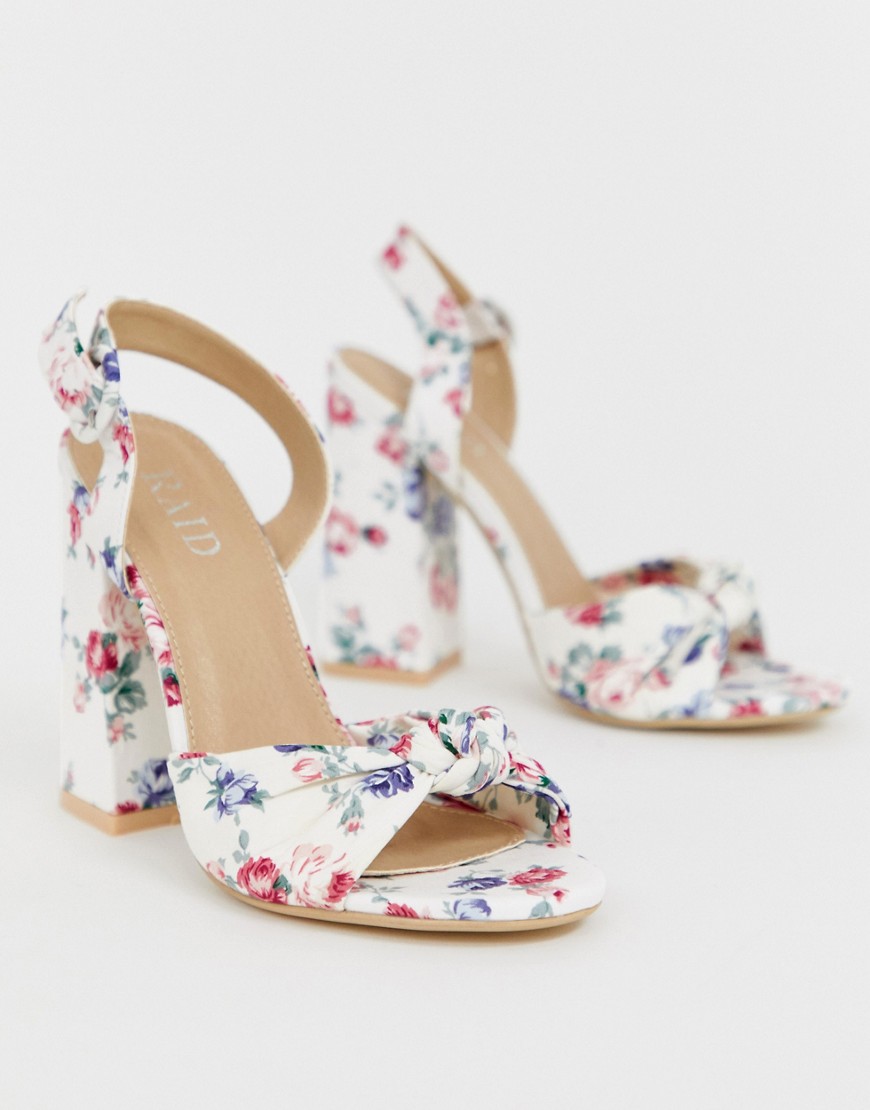 RAID Malory printed floral block heeled sandals