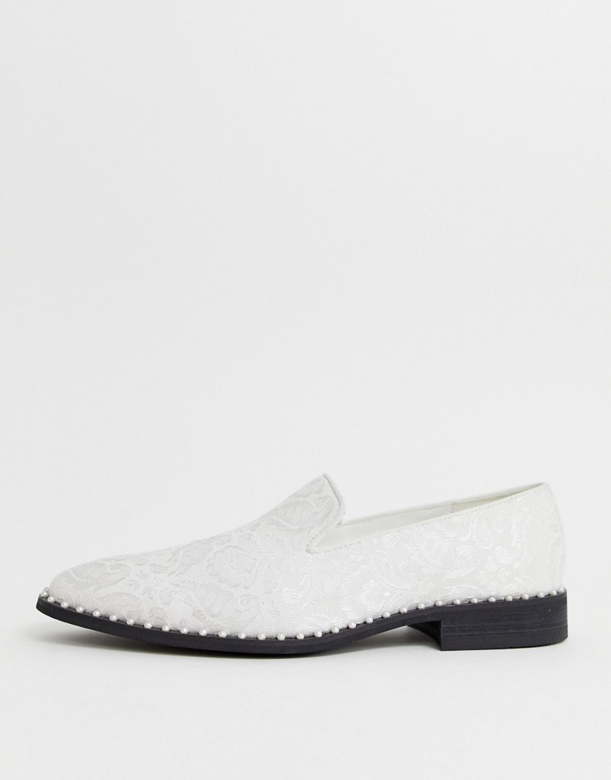 ASOS EDITION loafers in white jacquard