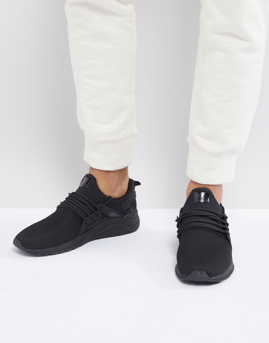 Certified London Knitted Trainers In All Black