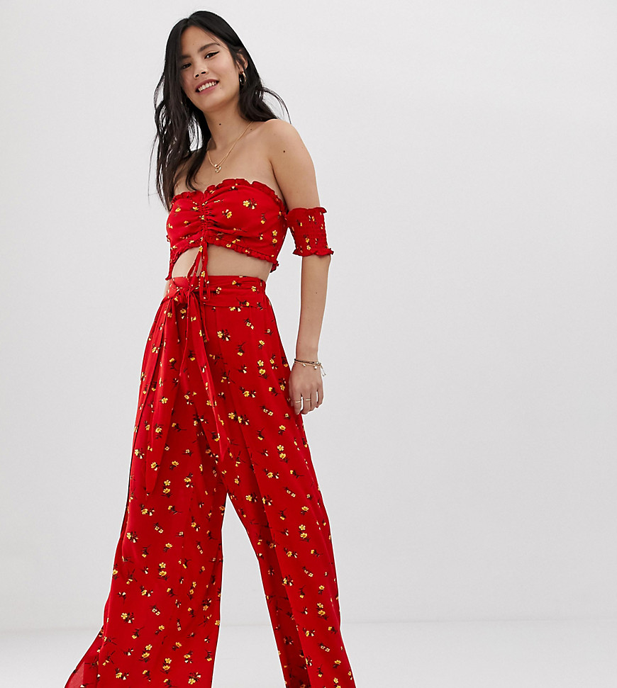 Kiss The Sky split leg trousers in floral co-ord