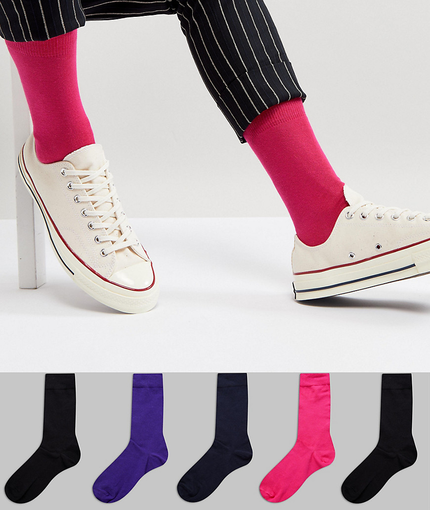ASOS Socks With Pink & Purple 5 Pack - Multi
