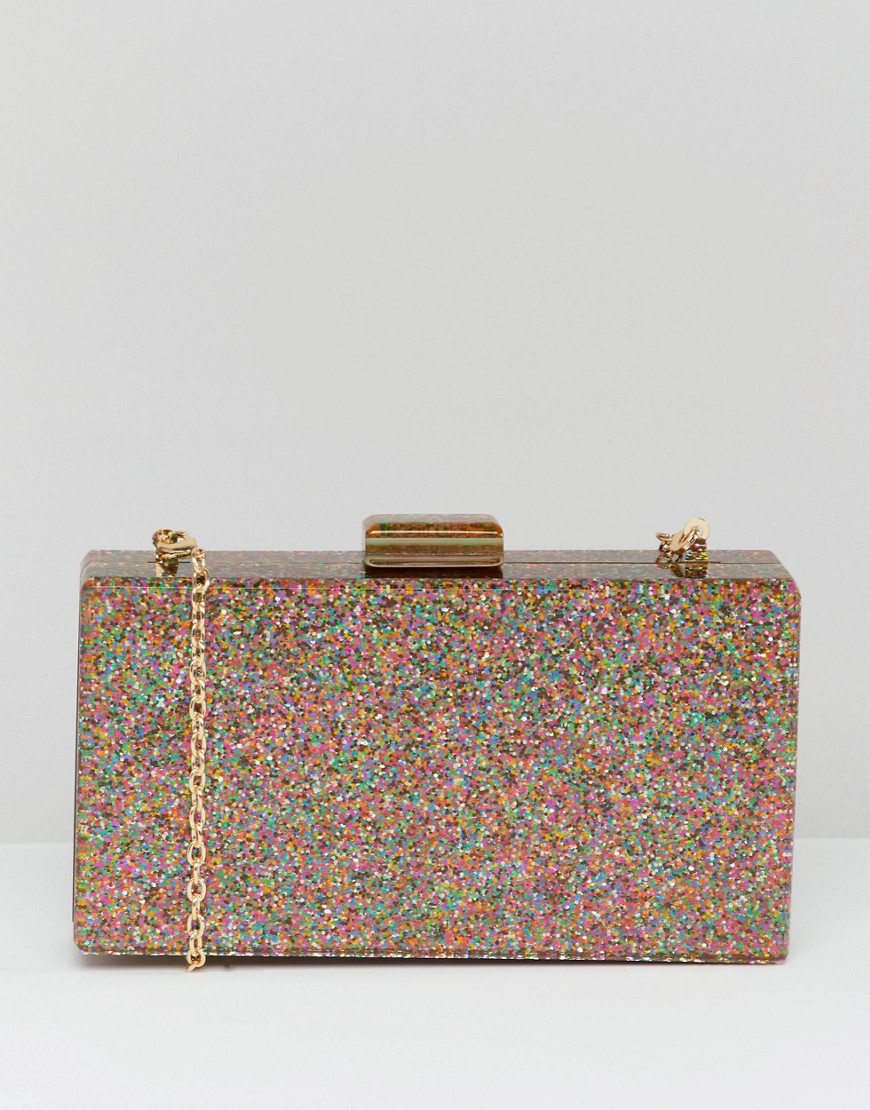 Claudia Canova glitter case clutch bag with detachable chain