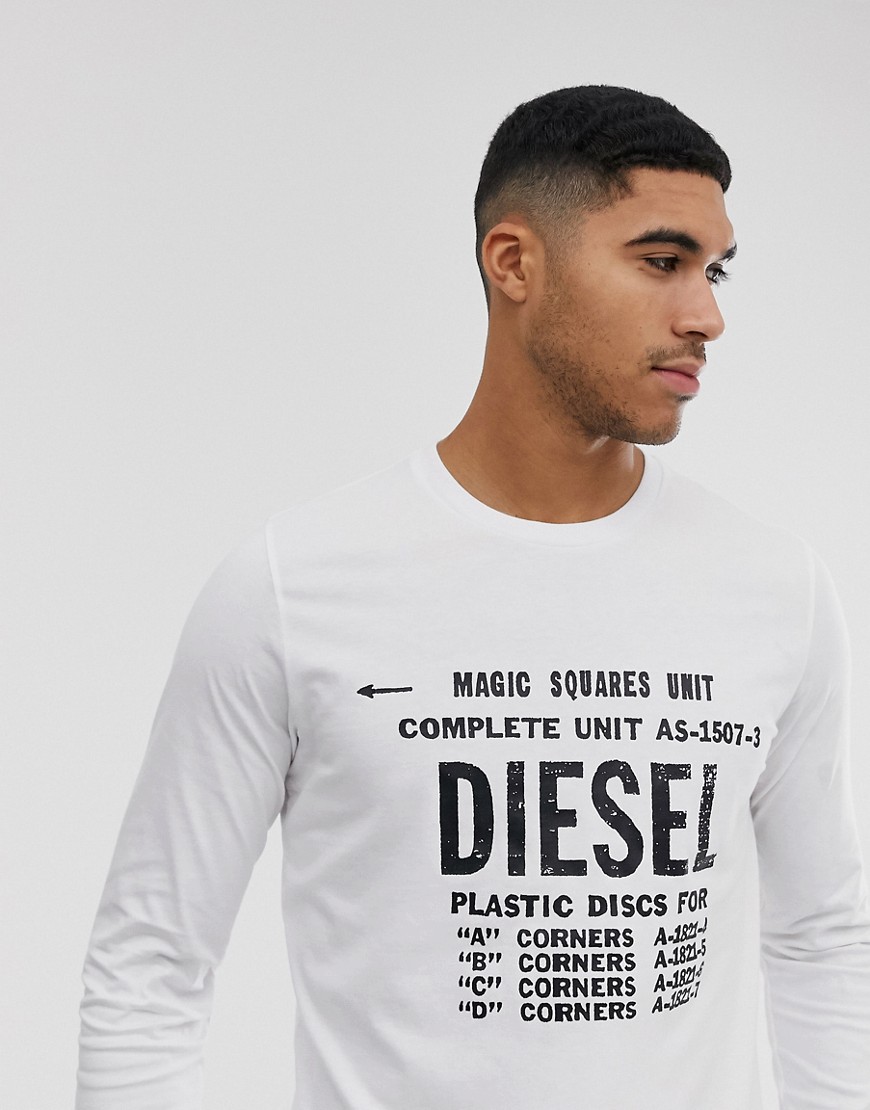 Diesel T-Diego-B6 logo long sleeve t-shirt in white
