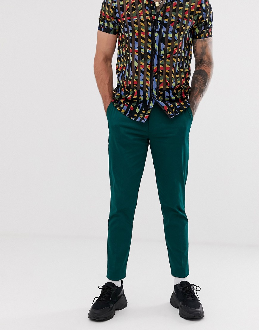 ASOS DESIGN skinny trousers in green cotton