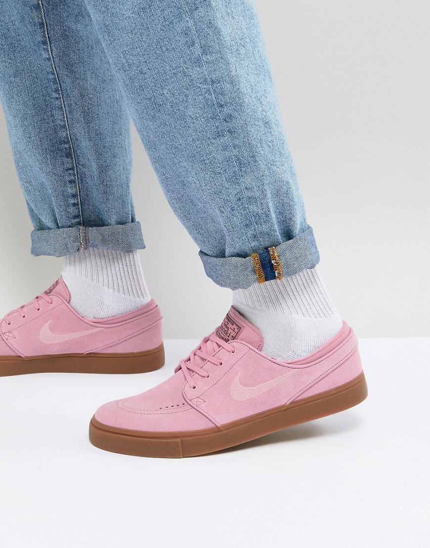 Nike SB Stefan Janoski Trainers With Gum Sole In Pink 333824-604