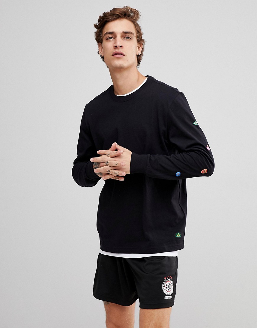 Element Long Sleeve T-Shirt With Small Fruit Sleeve Print - Black