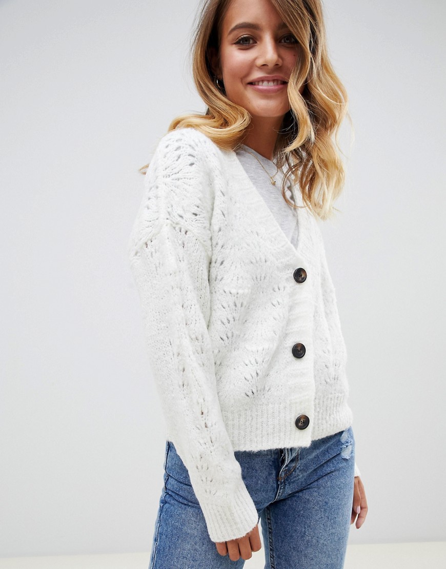 ASOS DESIGN chunky cardigan with pointelle stitch