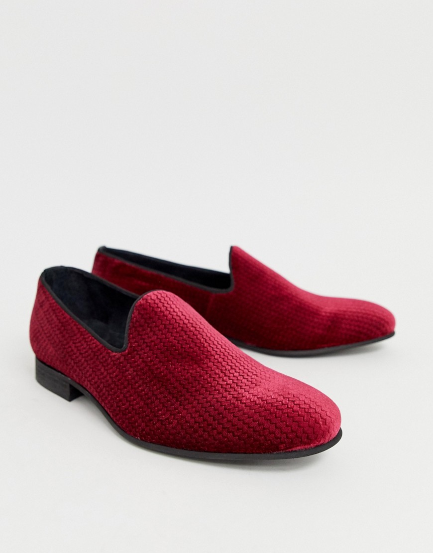 Zign slipper loafers in burgundy velvet