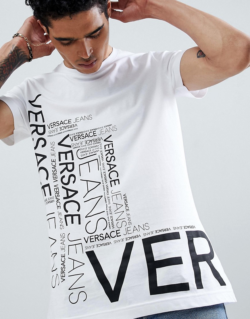 Versace Jeans t-shirt in white with repeat logo