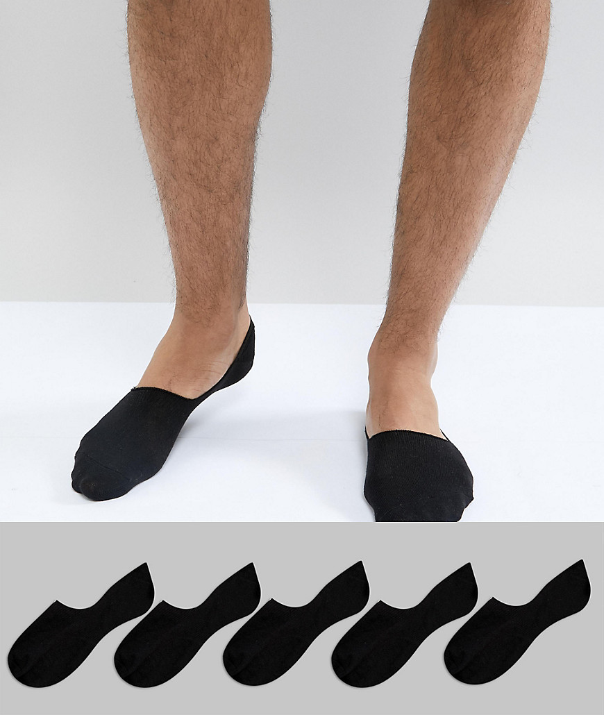 New Look invisible socks in black 5 pack