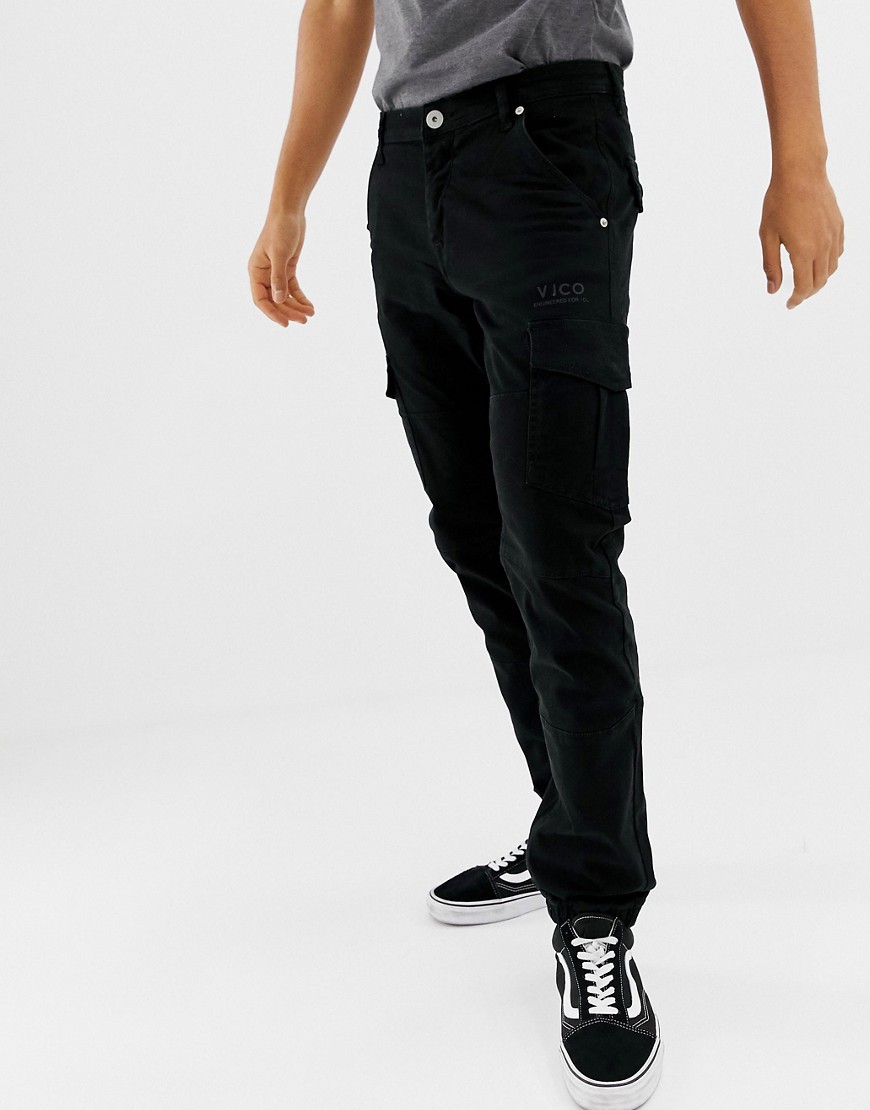 Voi Jeans Cuffed Cargo Trousers In Tapered Fit