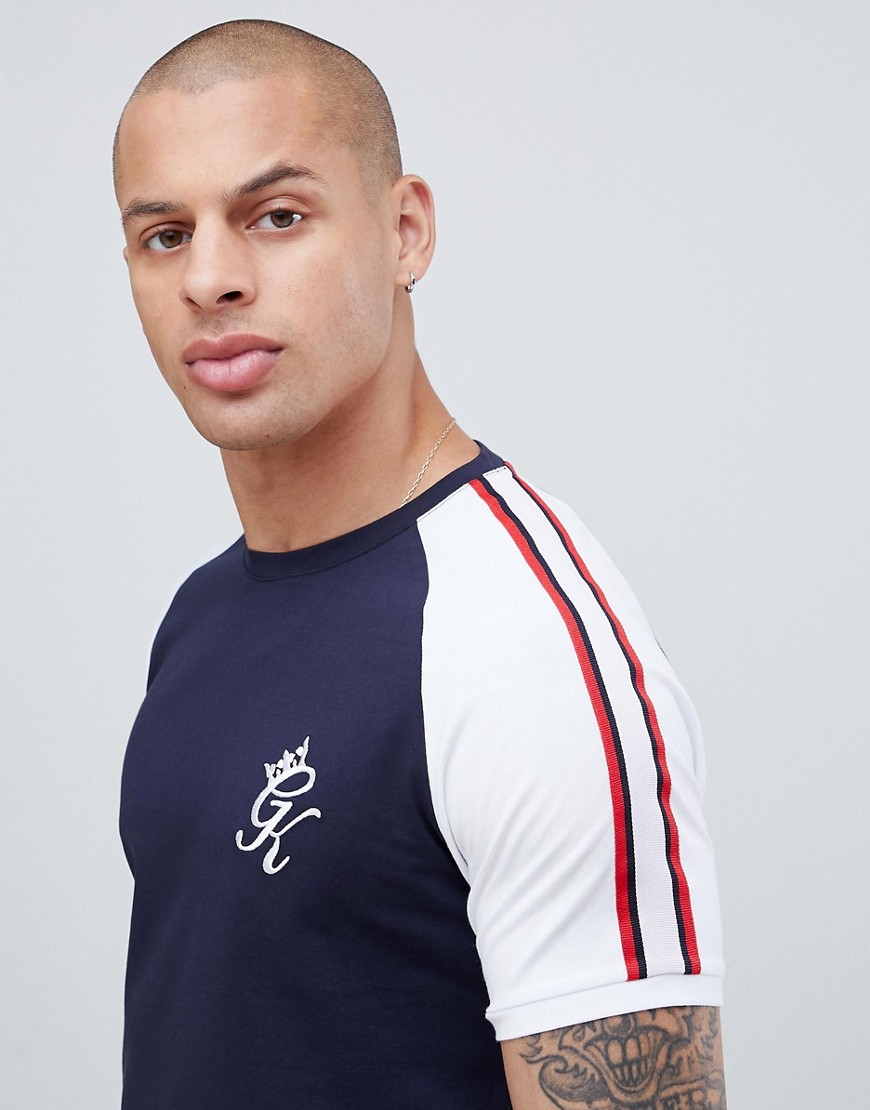 Gym King muscle t-shirt in navy with contrast sleeves