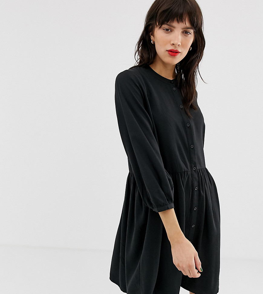Warehouse oversize collarless dress in black