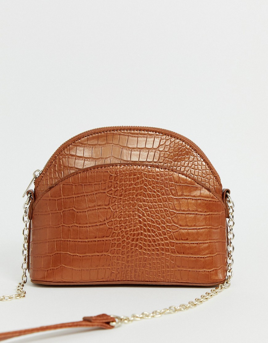 Pimkie rounded moc croc cross body bag in brown