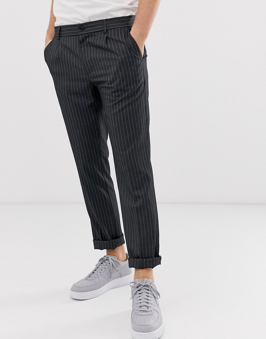 Pier One slim fit trouser with pinstripe in grey