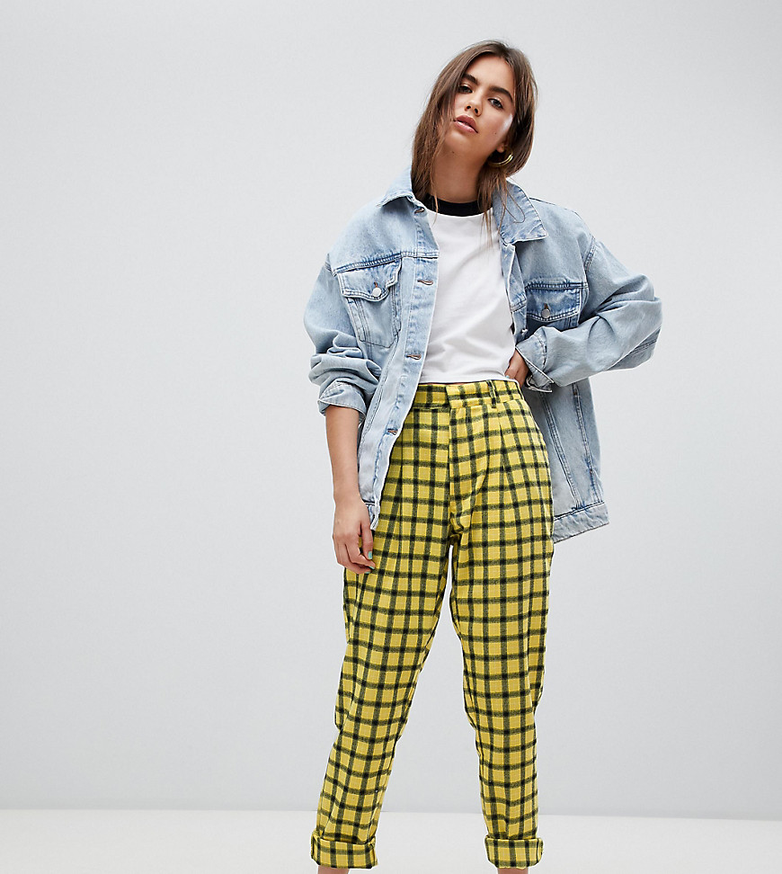Daisy Street Peg Trousers In Check