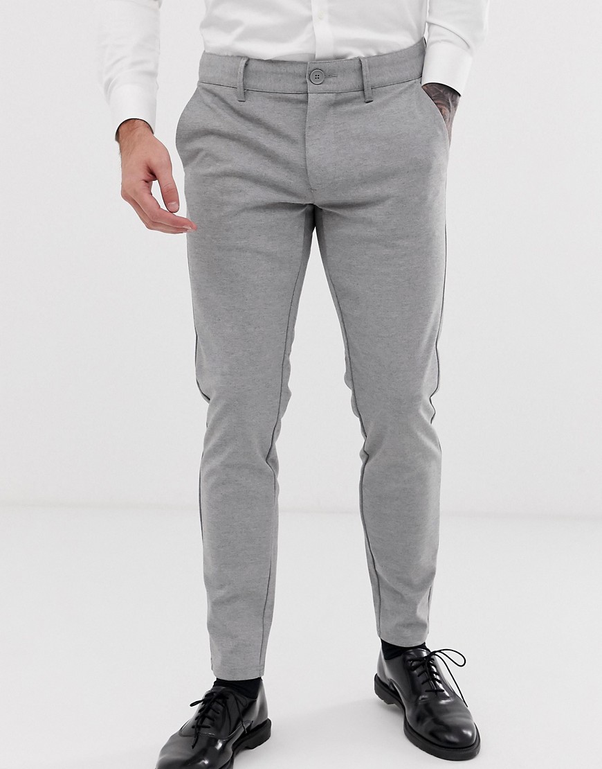 Only & Sons slim tapered fit trousers in light grey