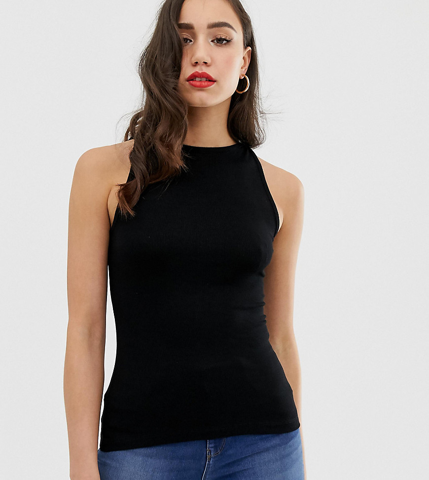 ASOS DESIGN Tall top with clean high neck in rib in black