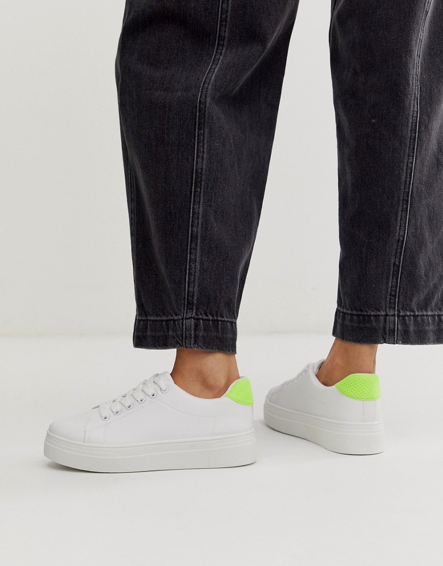 Park Lane flatform lace up trainers in white neon mix