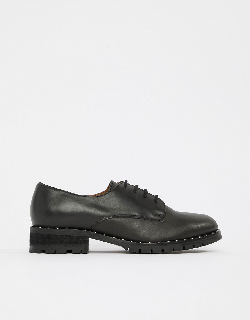 Office Kennedy black leather lace up studded shoes