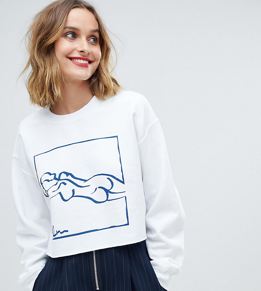 Reclaimed Vintage inspired long sleeve sweat in white with art print