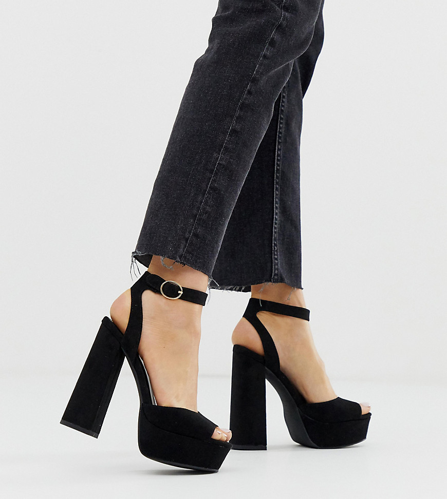 New Look chunky platform heel sandal in black