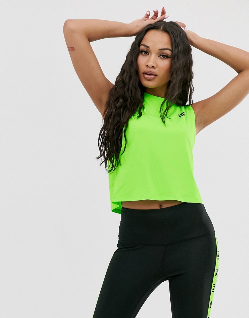 HIIT boxy cropped vest in neon green