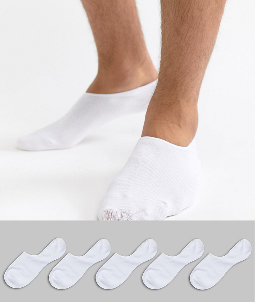 Jack & Jones invisible socks 5 pack in white