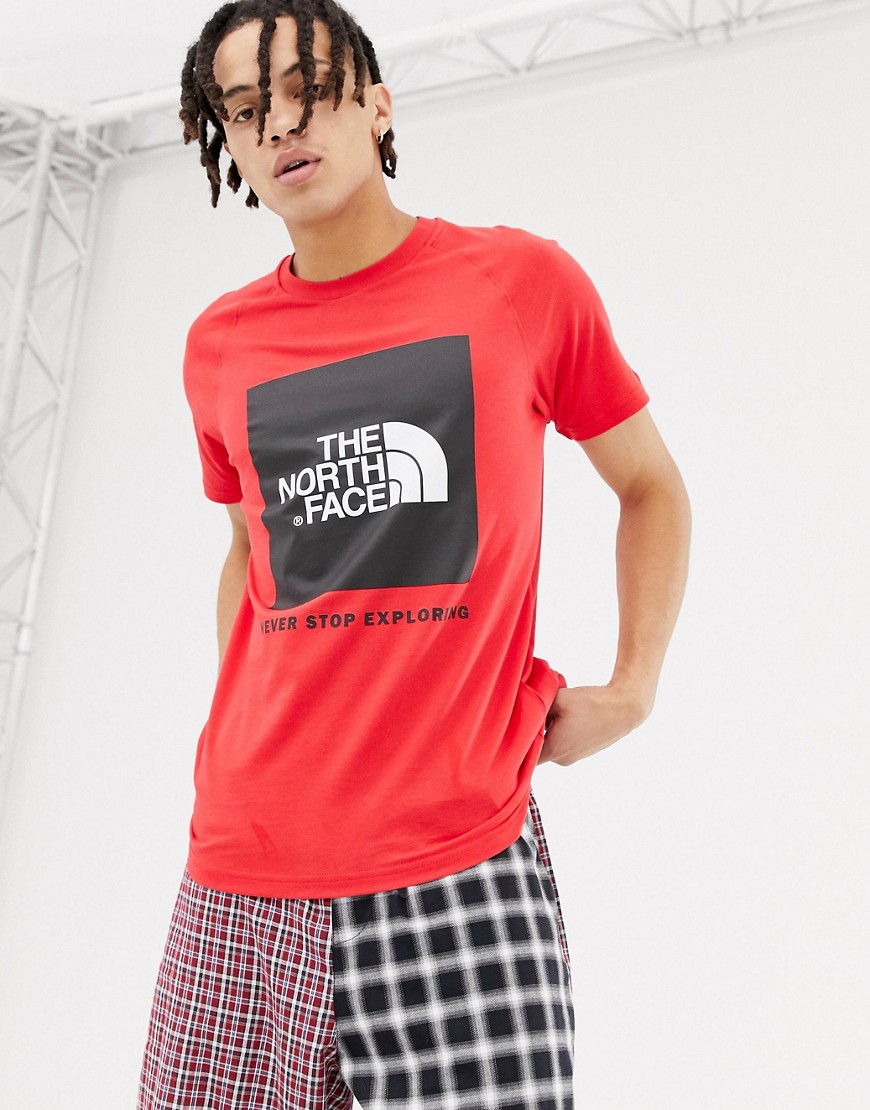 The North Face Raglan Red Box T-Shirt in Red
