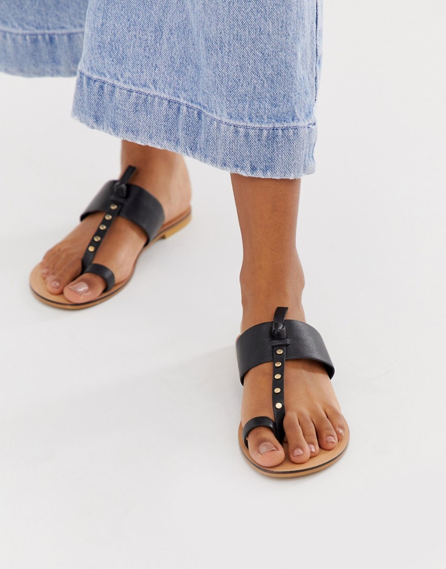 ASOS DESIGN Fellowship studded leather toe loop mules