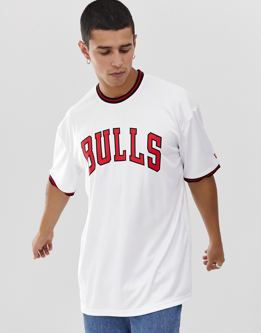 New Era NBA Chicago Bulls ringer t-shirt with large logo in white