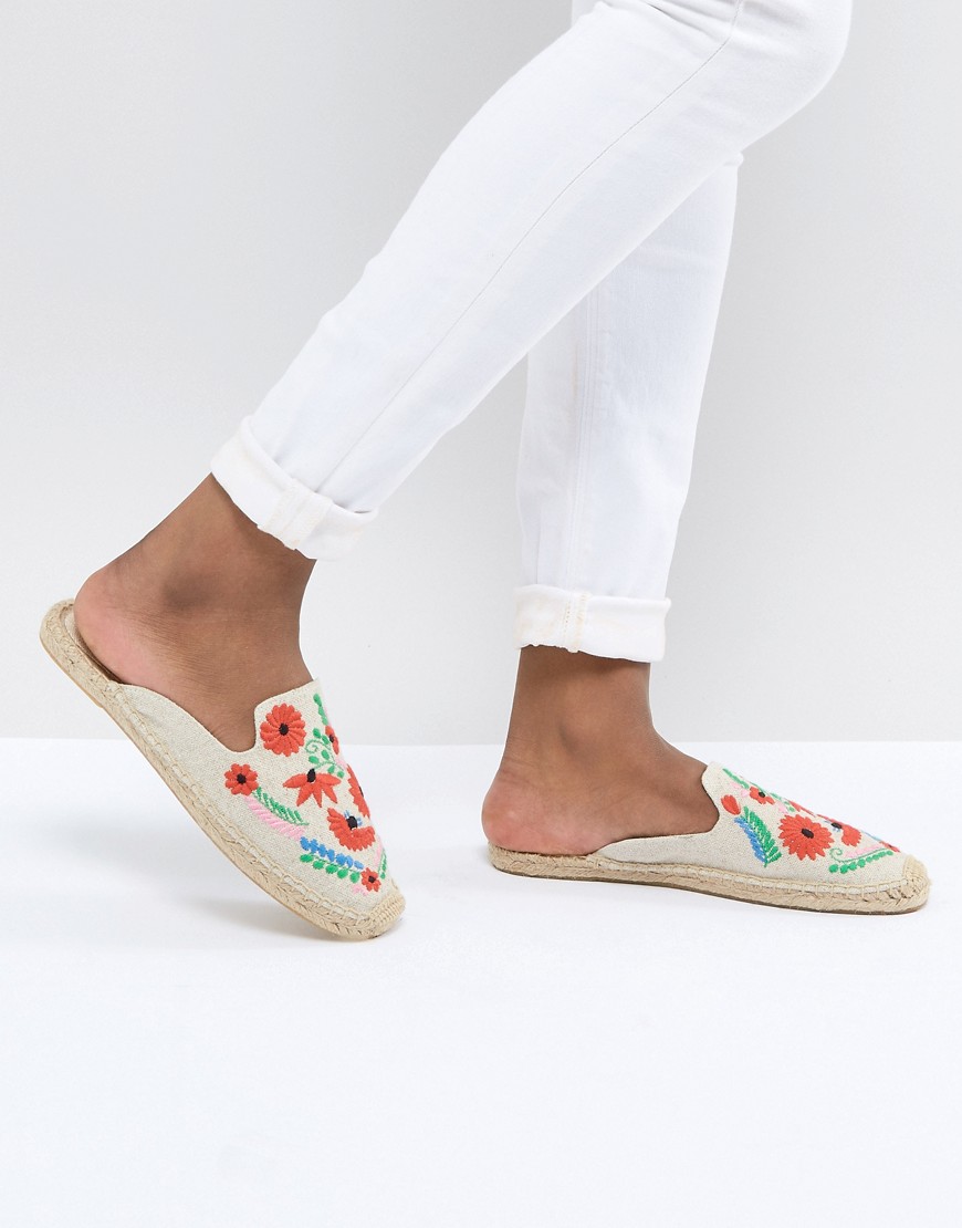 Soludos Beige Ibiza Embroidered Mules