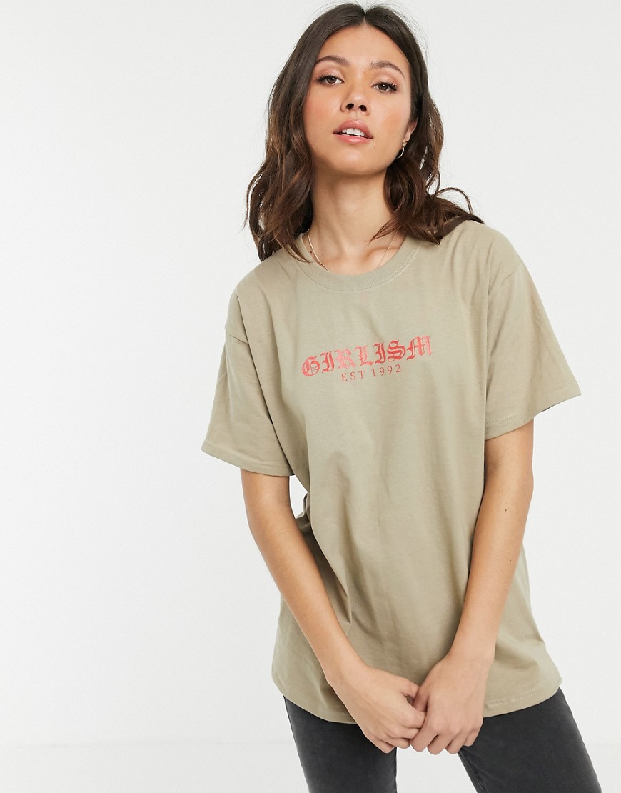 Daisy Street oversized t-shirt with girlism print