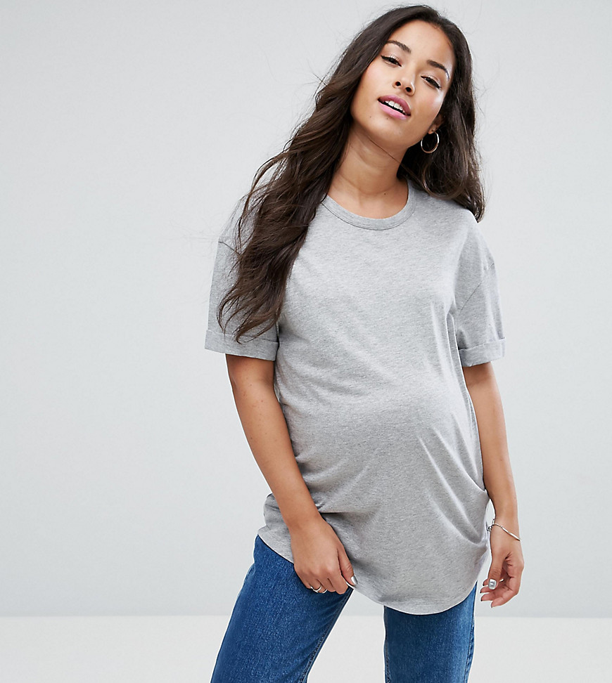 New Look Maternity Relaxed Boyfriend T-Shirt - Grey