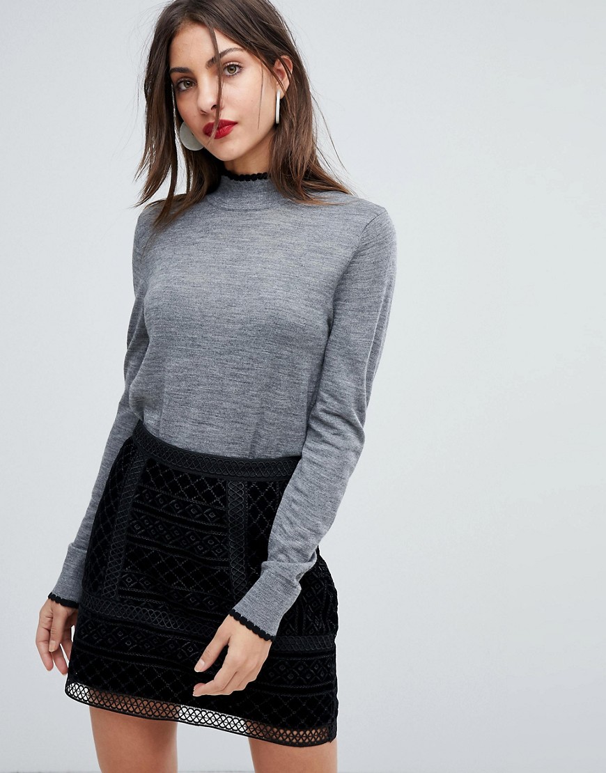 Selected Femme Scalloped High Neck Knit