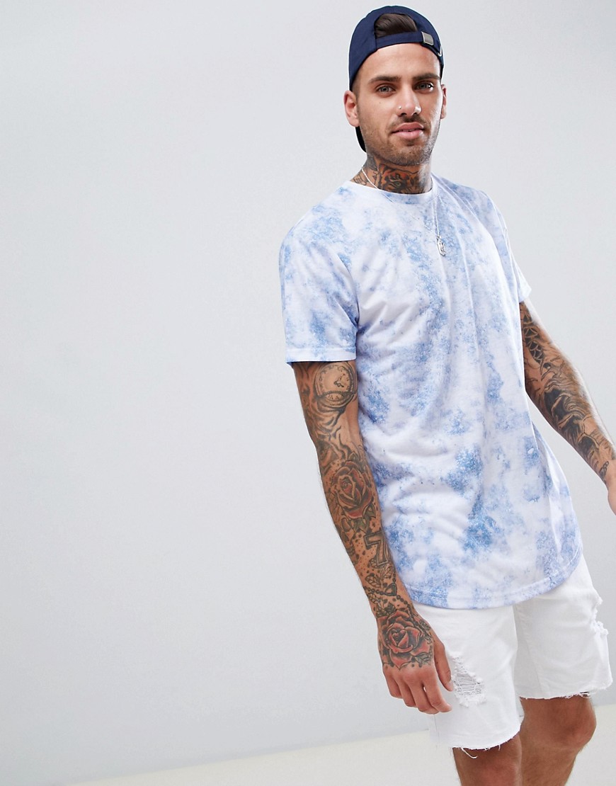 Urban Threads Marble Print T-Shirt with Curved Hem