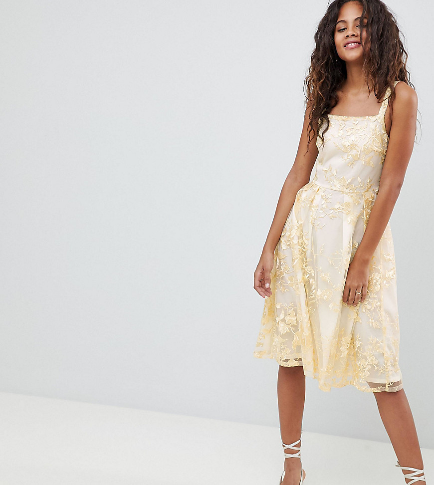 Dolly & Delicious Tall Allover Embroidered Floral Lace Midi Prom Dress