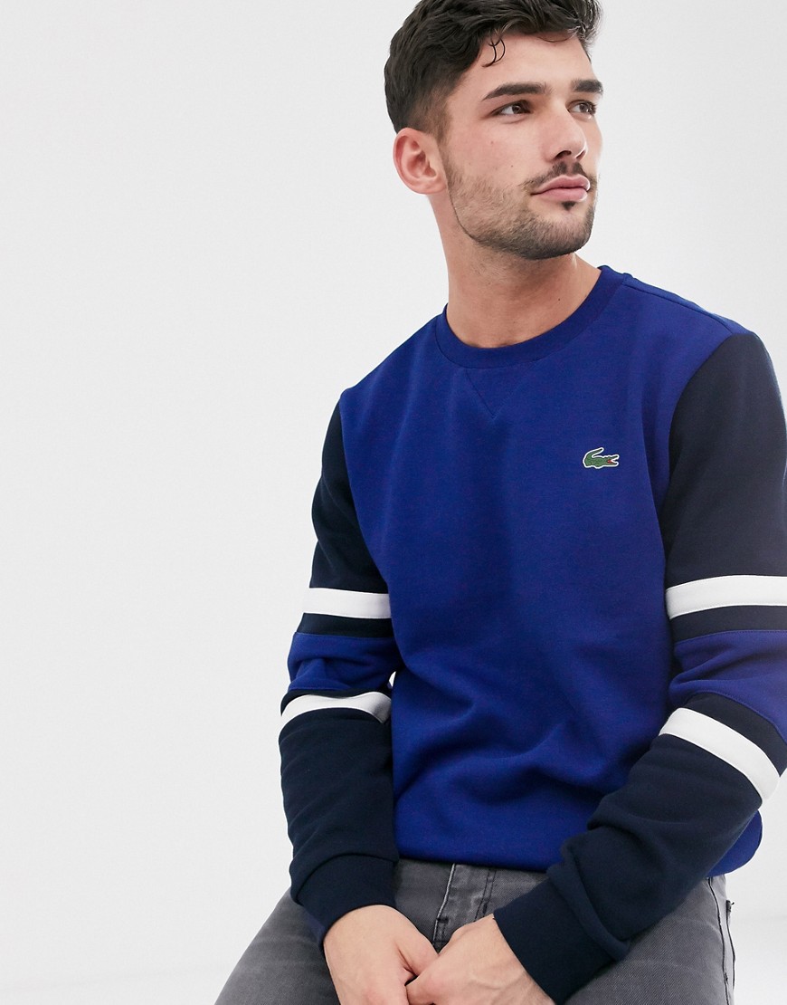 Lacoste cut and sew sweat in royal blue