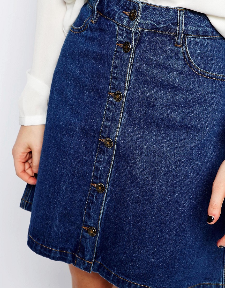Only | Only Button Front Denim A Line Skirt at ASOS