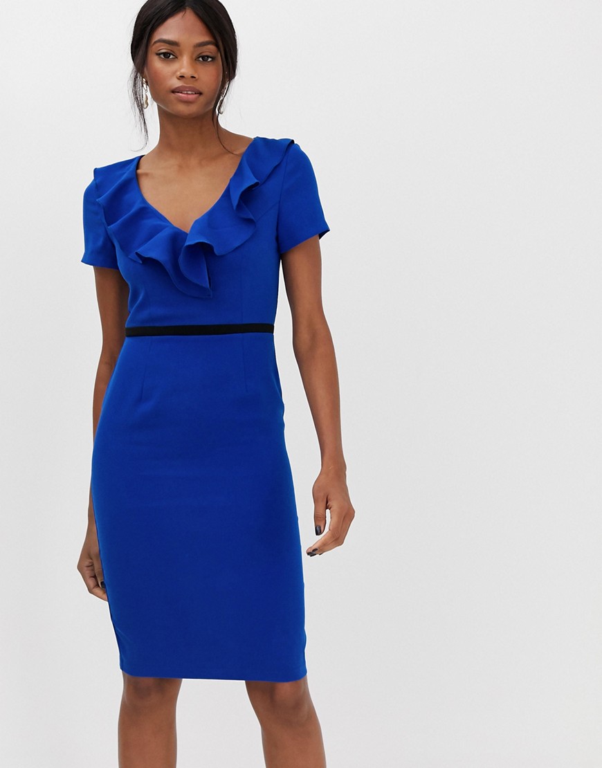 Paper Dolls capped sleeve pencil dress with frill detail