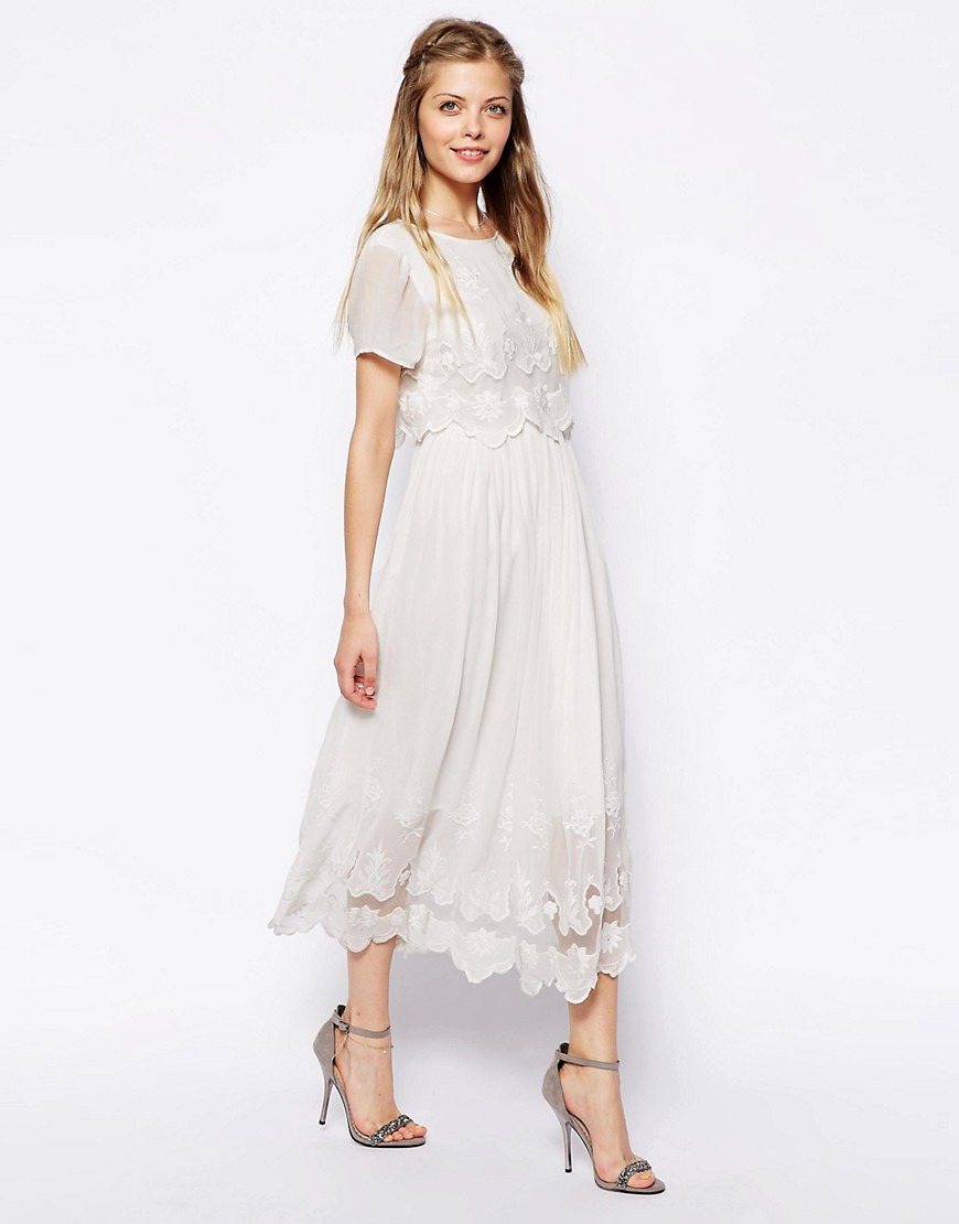 ASOS | ASOS Vintage Midi Dress With Cutwork And Overlay Top at ASOS