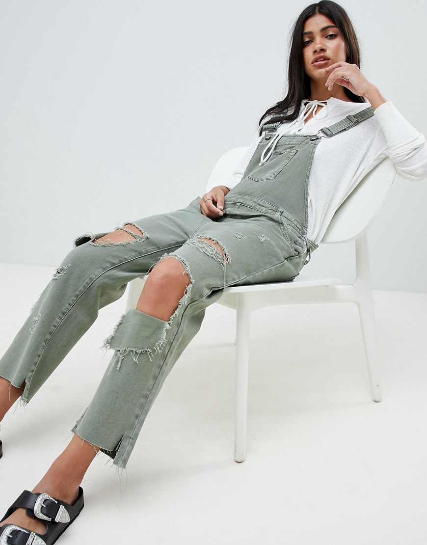 One Teaspoon Utility Dungarees With Distressing