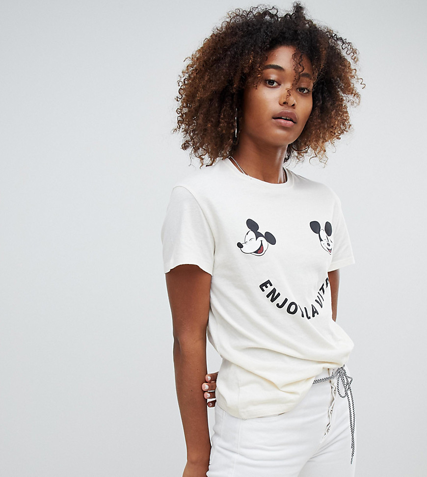 Pull&Bear Mickey Mouse t-shirt in off white