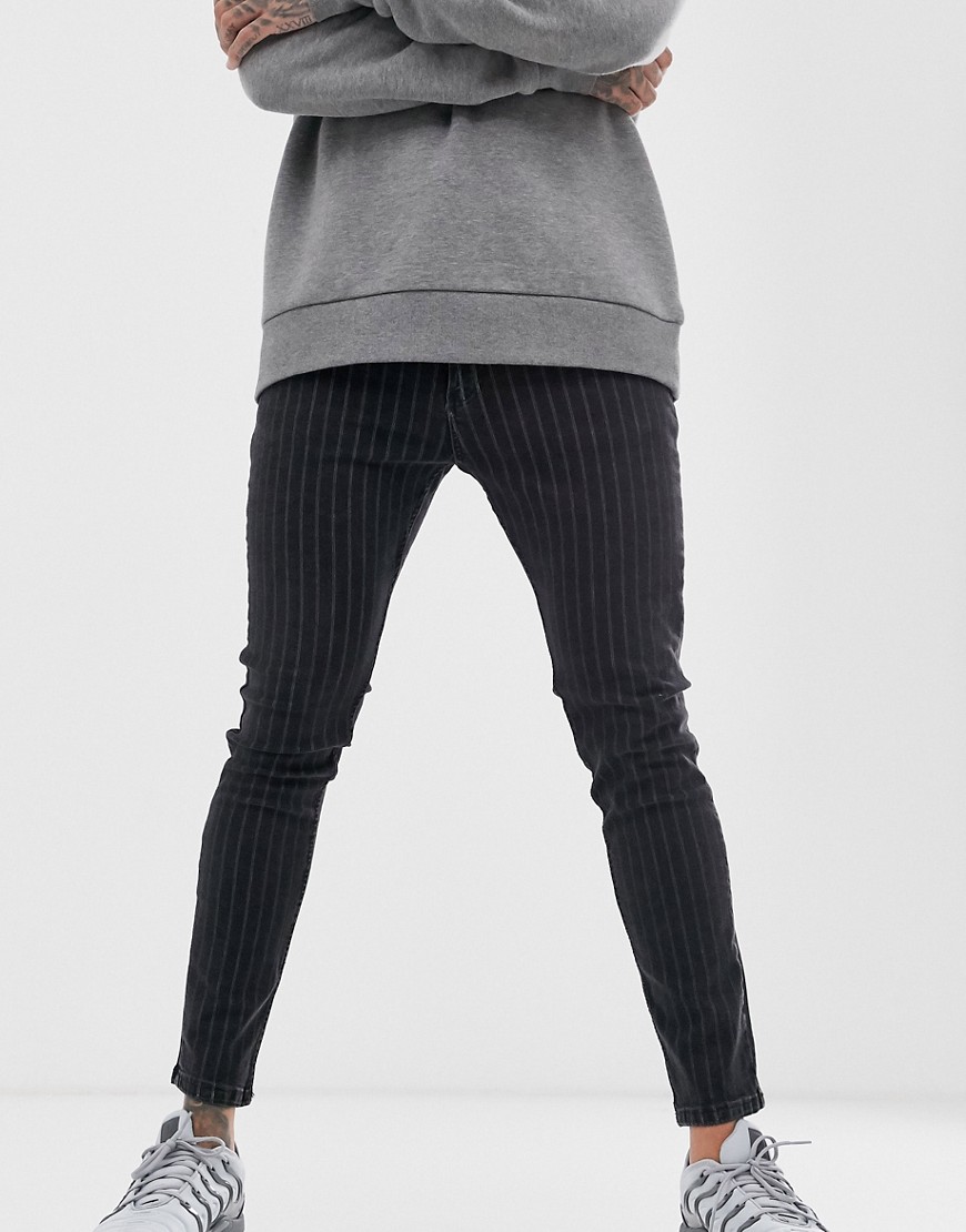 Bershka skinny jeans with pinstripe in black