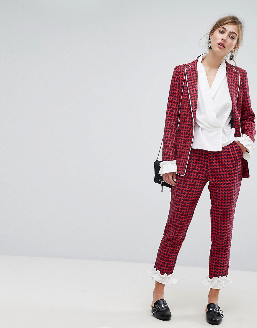 Sister Jane Dogtooth Trousers With Frill