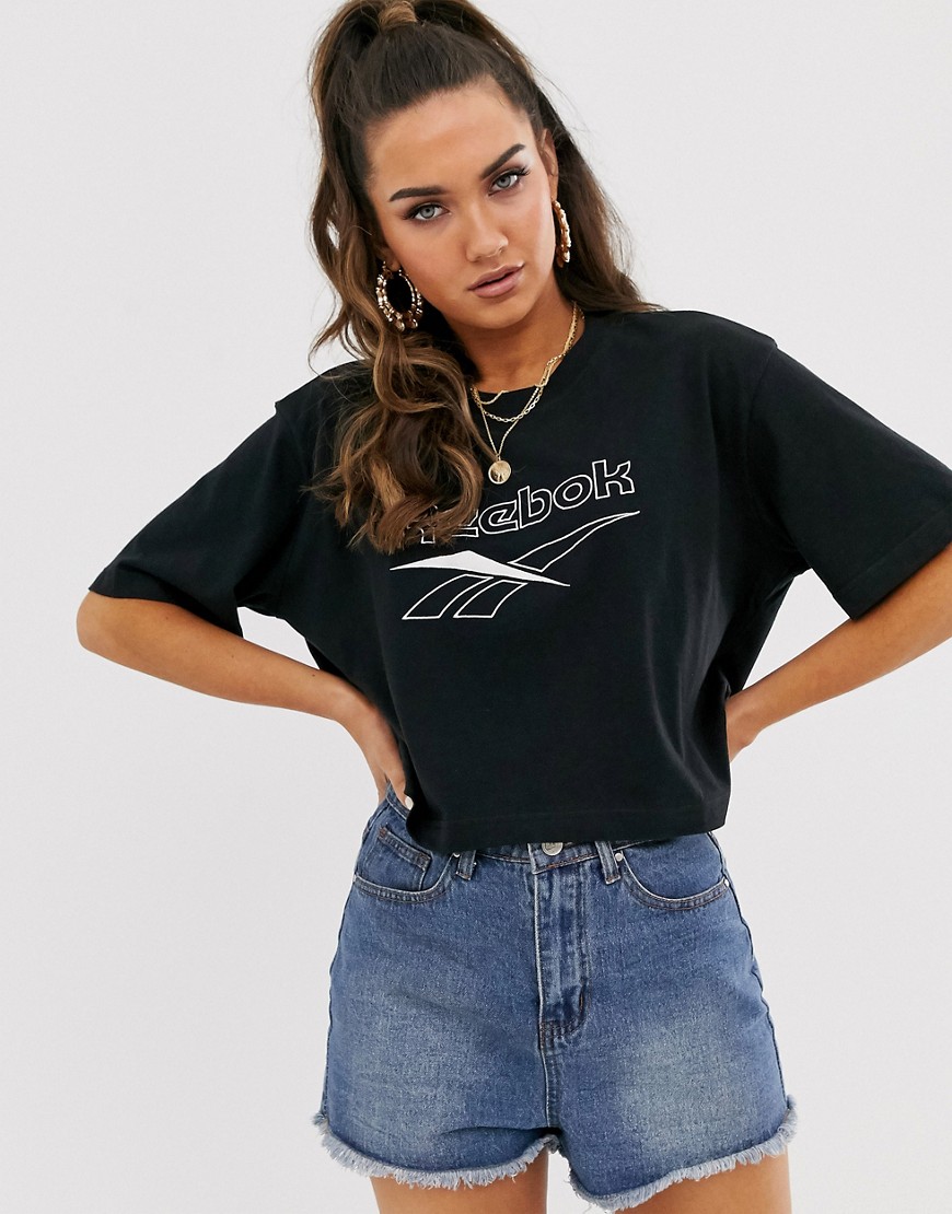 Reebok cropped vector t-shirt in black