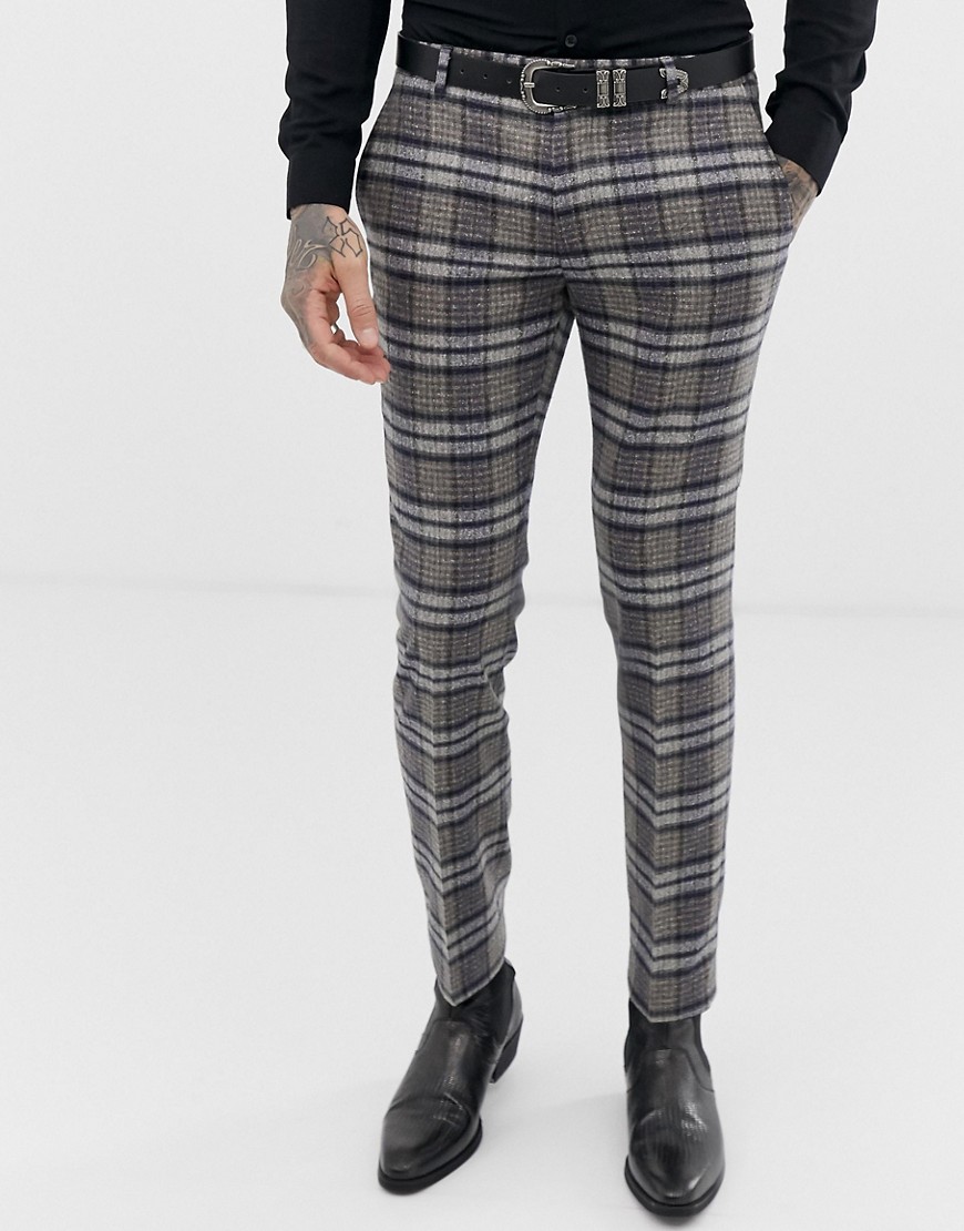 Twisted Tailor super skinny suit trouser in speckled tartan