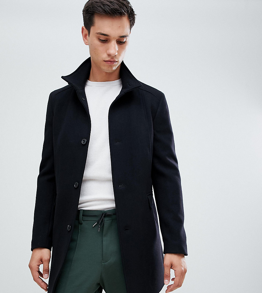 Selected Homme wool overcoat with funnel neck