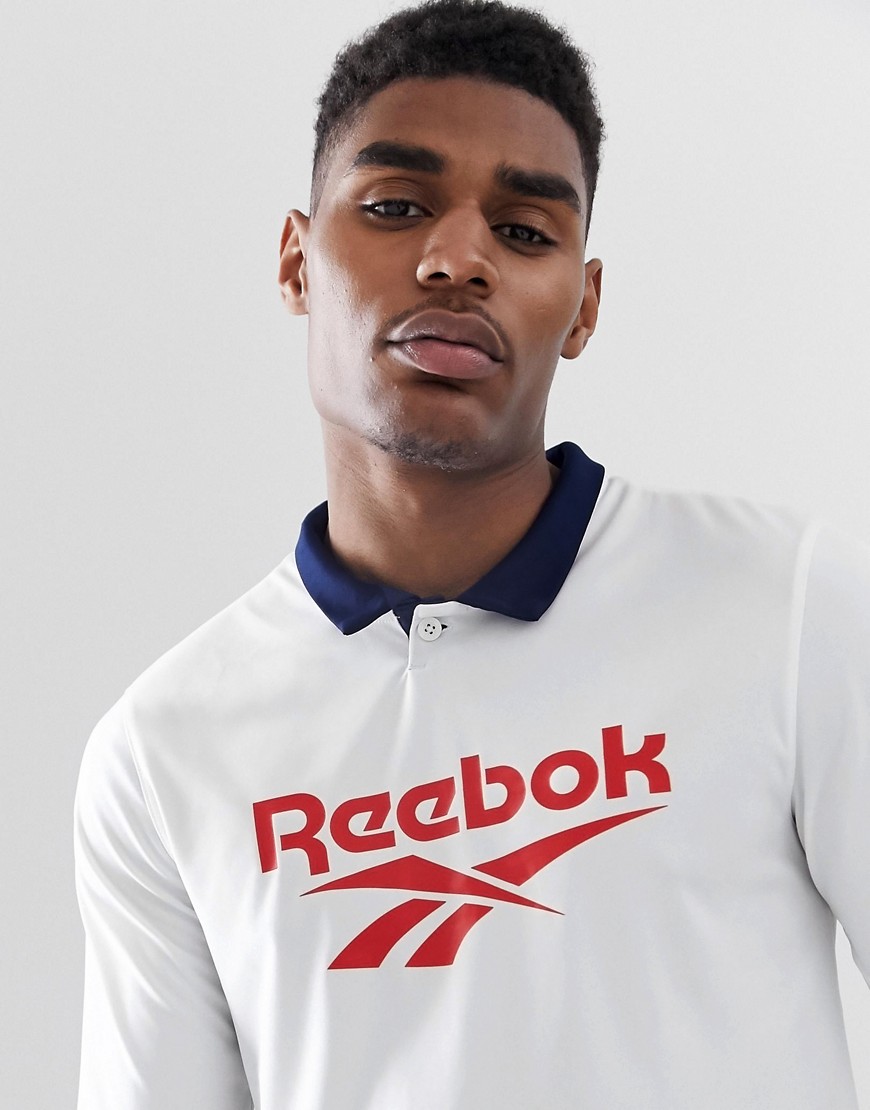 Reebok rugby polo with vintage logo in white